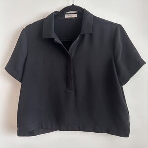 Babaton Crepe Cropped Johnny Collar Blouse